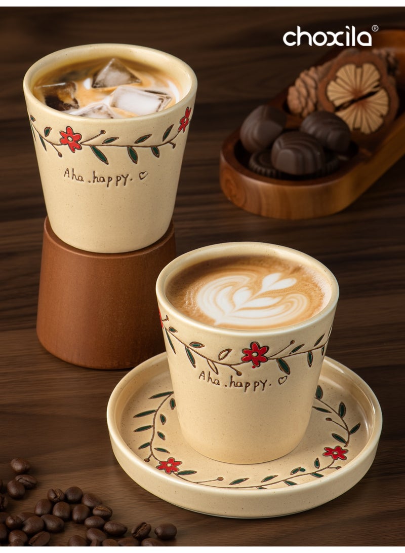 choxila 1pc Saudi coffee cup, a cup of coffee, coffee cup and saucer set, espresso mug, tea cup, flower pattern, a gift for lover/family member/friend, used for bedroom, office, home gatherings, camping, cafe, hotel, 180ml - Image 3