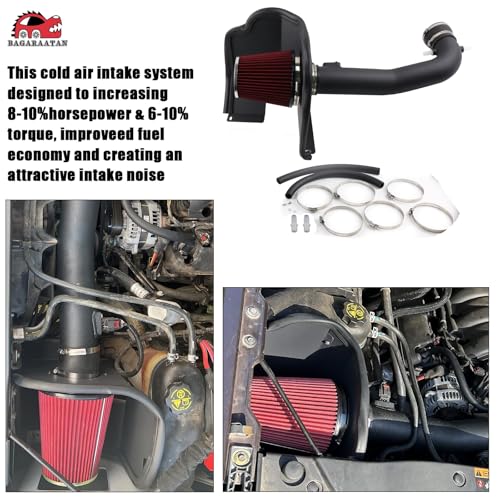 BAGARAATAN Cold Air Intake System & Heat Shield for 2014-2019 Chevy/GMC/Cadillac 5.3L 6.2L V8 (Silverado 1500, Suburban, Tahoe, Sierra 1500, Yukon, Yukon Denali, Escalade) Black - Image 4