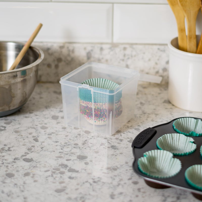 آيريس حاوية تخزين رأسية صغيرة من Iris USA لمنظمة المنزل والمكاتب ذات السعة الكبيرة القابلة للتكديس من أجل مستحضرات التجميل للقرطاسية ومزيد من منظم طويل القامة من 10 - Image 5