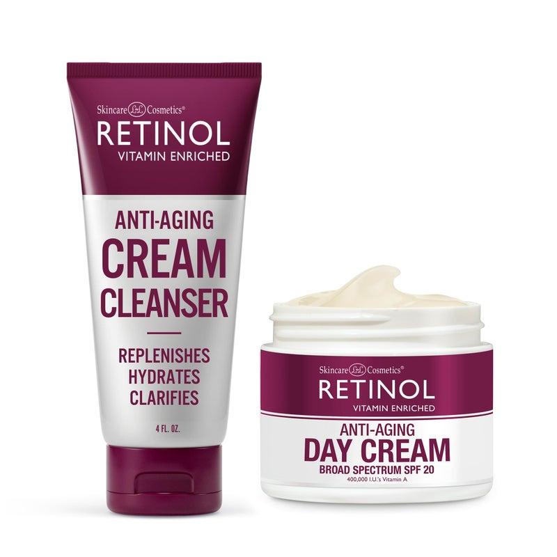 Retinol Anti-Aging Cream Cleanser â€“ Daily Deep Cleansing Facial Wash Exfoliates & Moisturizes Anti-Aging Day Cream Broad Spectrum SPF 20 Moisturizes & Reduces Look of Fine Lines. - Image 1