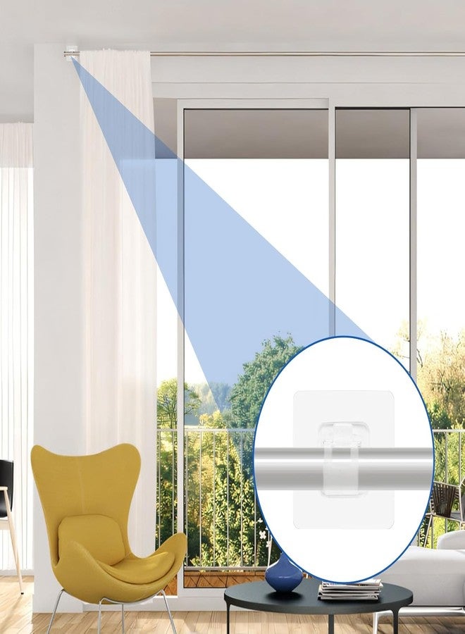 TRUSBEE No Drill Curtain Rod Brackets -8PCS Self Adhesive Curtain Rod Holder - Nail Free Adjustable Curtain Rod Hooks Hangers for Bathroom Kitchen Home Bathroom and Hotel - Image 2