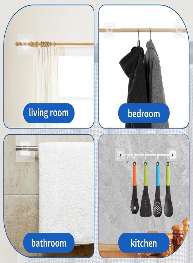 TRUSBEE No Drill Curtain Rod Brackets -8PCS Self Adhesive Curtain Rod Holder - Nail Free Adjustable Curtain Rod Hooks Hangers for Bathroom Kitchen Home Bathroom and Hotel - Image 5