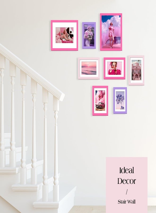 TWING Mix Picture Frame for Wall 10 Pack, Multi Size picture frame 8x10/5x7/4x6 Set, Vintage Family Collage Pictures Frame Kit Gallery Wall Decor,Color Pink and Purle - Image 4