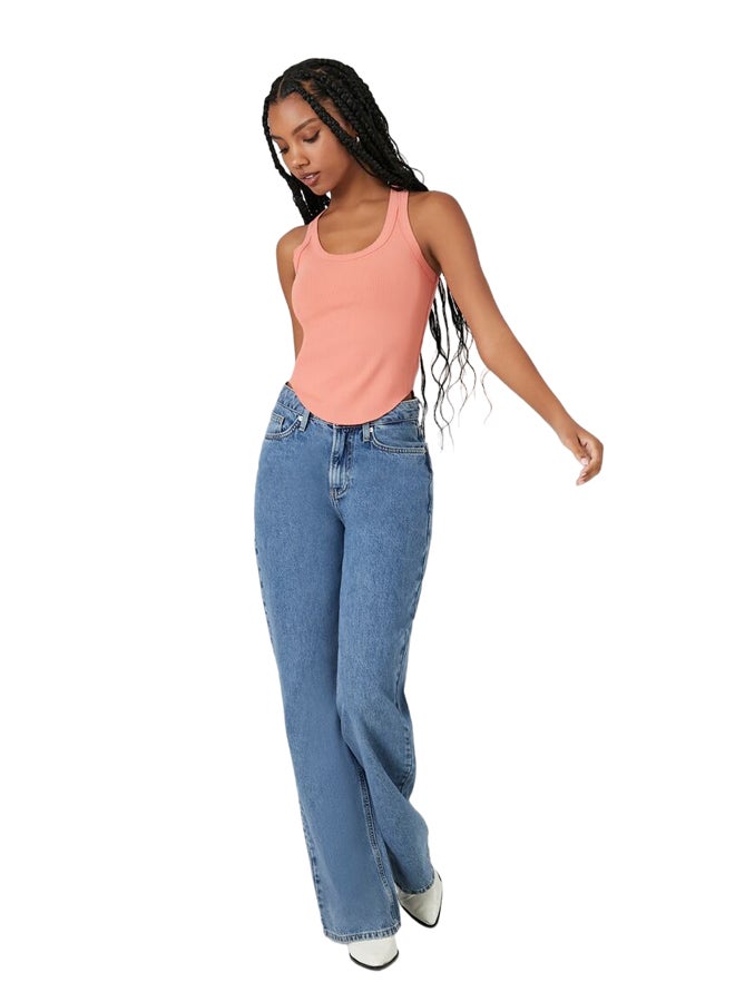 FOREVER 21 Racerback Curved-Hem Tank Top - Image 1