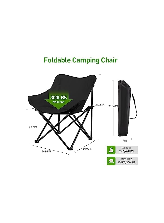 PROMASS Folding Moon Chair, Portable Lightweight Camping Chair With Side Pocket, Foldable Backpacking Chair Ultra Durable For Outdoor Hiking Beach Travel With Carrying Bag, Supports Up To 300Lbs - Image 3