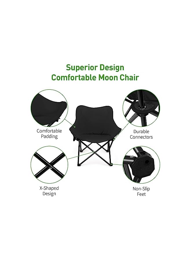 PROMASS Folding Moon Chair, Portable Lightweight Camping Chair With Side Pocket, Foldable Backpacking Chair Ultra Durable For Outdoor Hiking Beach Travel With Carrying Bag, Supports Up To 300Lbs - Image 4