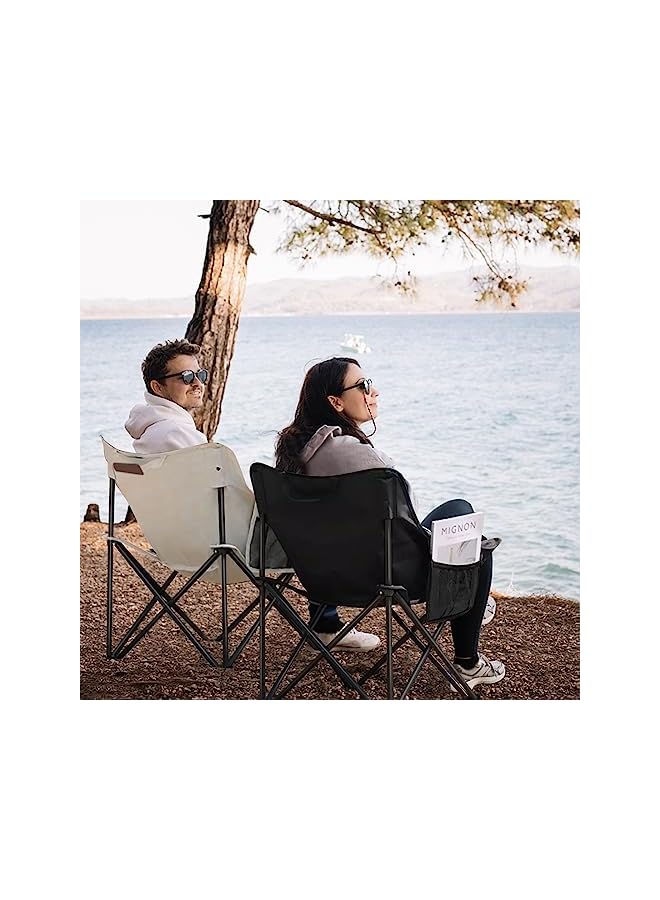 PROMASS Folding Moon Chair, Portable Lightweight Camping Chair With Side Pocket, Foldable Backpacking Chair Ultra Durable For Outdoor Hiking Beach Travel With Carrying Bag, Supports Up To 300Lbs - Image 2