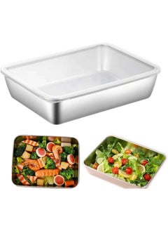 NIRVIGHNAM NIRVIGHNAM Stainless Steel Square Plate with Lid Thickened Metal Dish Plate for Food Small Square Baking Tray Metal Dish Plate for Oven Reusable Heavy Duty Baking Sheet Pans  - Image 5