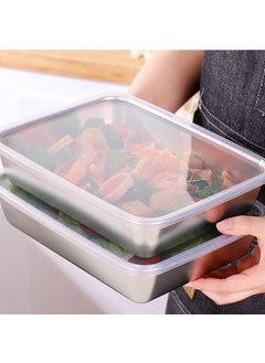 NIRVIGHNAM NIRVIGHNAM Stainless Steel Square Plate with Lid Thickened Metal Dish Plate for Food Small Square Baking Tray Metal Dish Plate for Oven Reusable Heavy Duty Baking Sheet Pans  - Image 4
