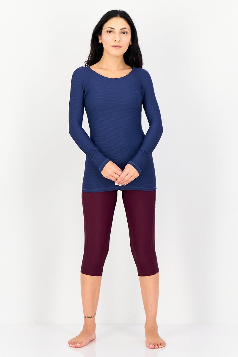 Billabong Women Ribbed Long Sleeve Rash Guard, Bermuda Blue - Image 4