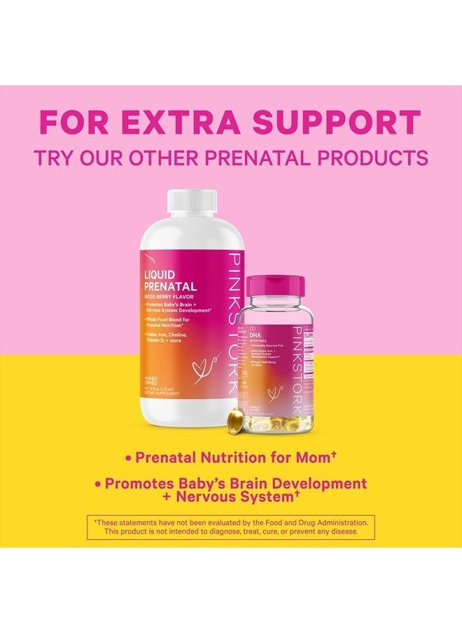 Pink Stork - Liquid Folate: Whole-Food Vitamin B9 from Lemon Peels, Natural Folic Acid with Vitamin C, Liquid Prenatal Vitamins for Women, Pregnancy Must Haves, Women-Owned, 2 oz - Image 1