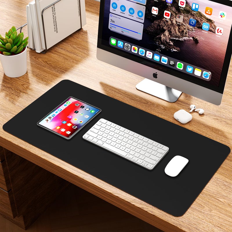 WAYBER Leather Desk Pad Protector, Waterproof Mouse Pad, PU Desk Mat, Office Desk Cover, Desk Writing Mat for Office/Home/Work/Cubicle (Black/Red) 35.4x17in - Image 5