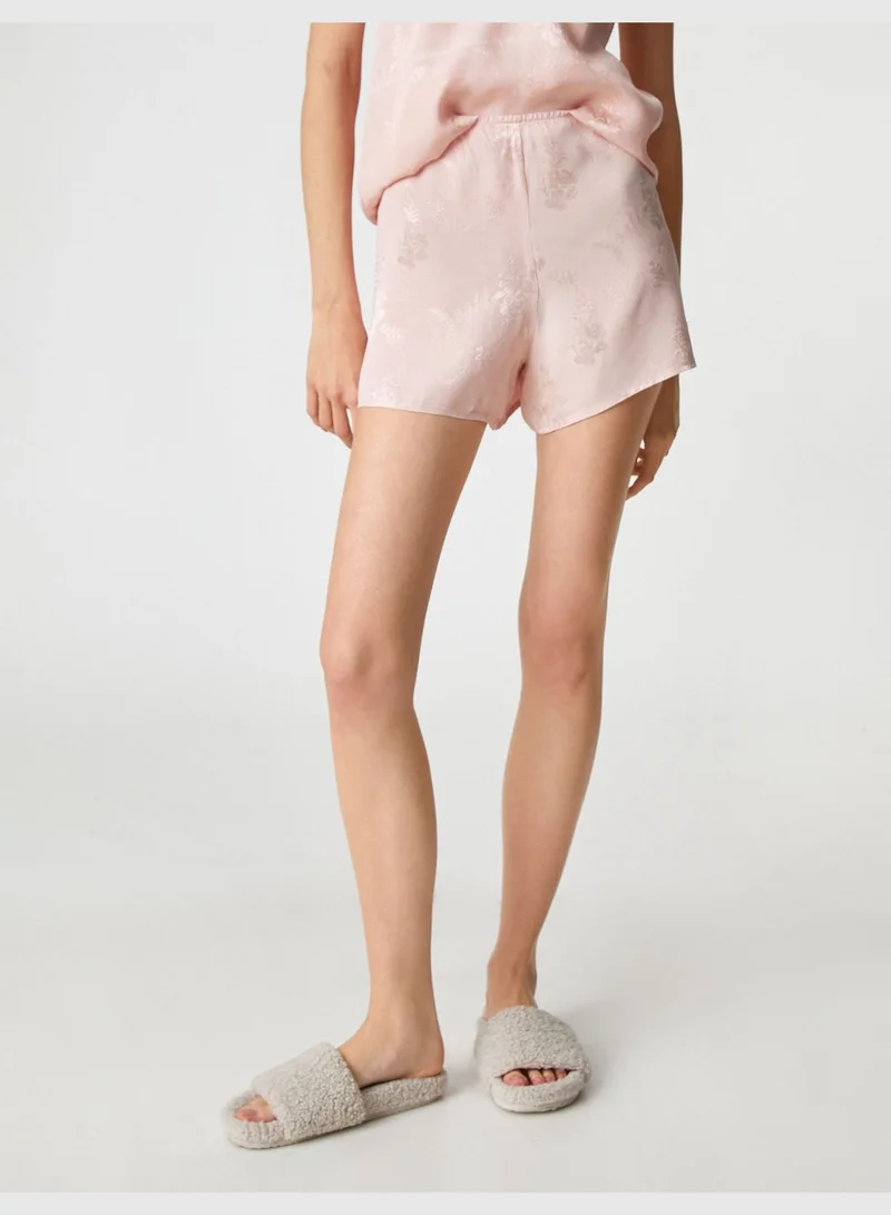 KOTON Satin Jacquard Floral Pyjama Bottom Shorts