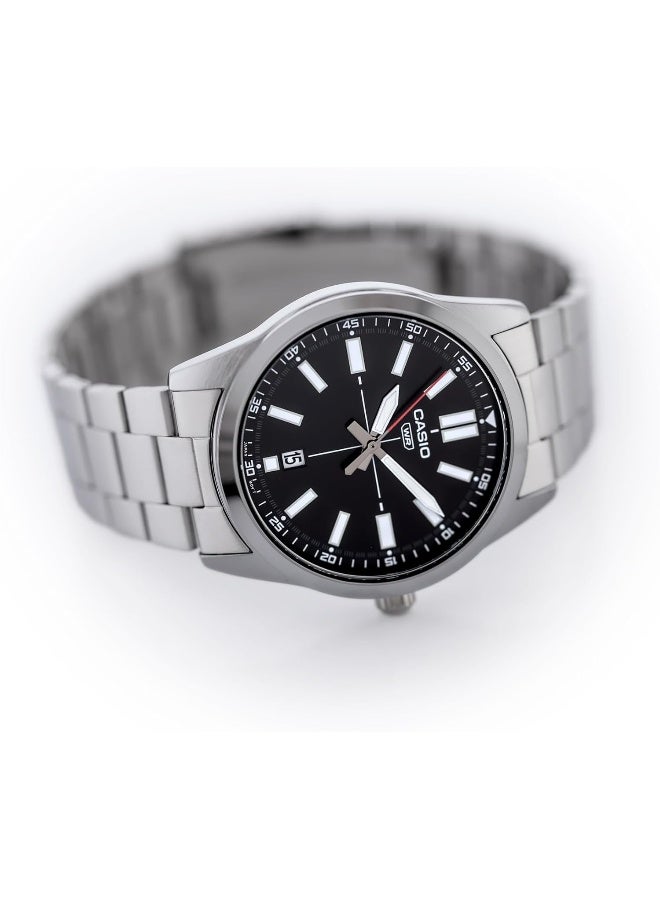 كاسيو ساعة يد رجالية بعقارب وسوار فضي من الستانلس ستيل - Image 3