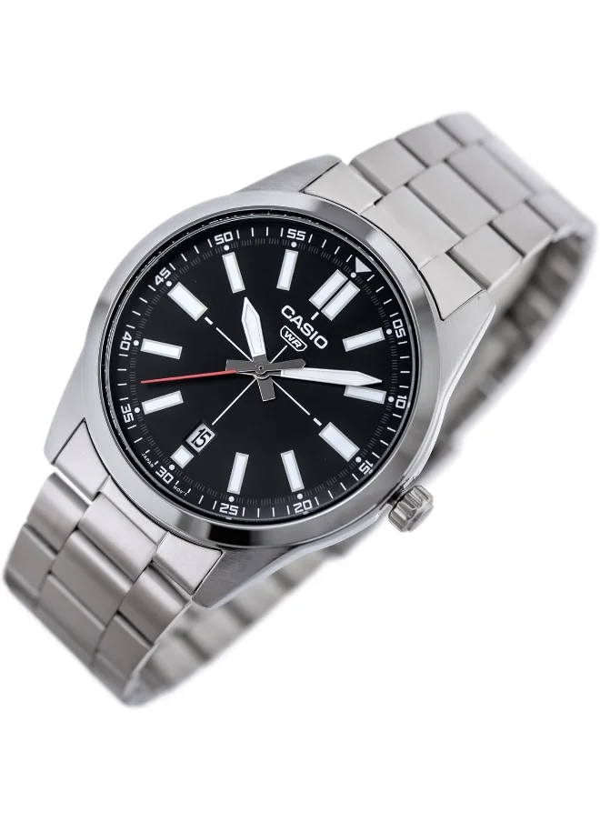 CASIO Men's Analog Display Watch With Silver Stainless Steel Strap - MTP-VD02D-1EUDF