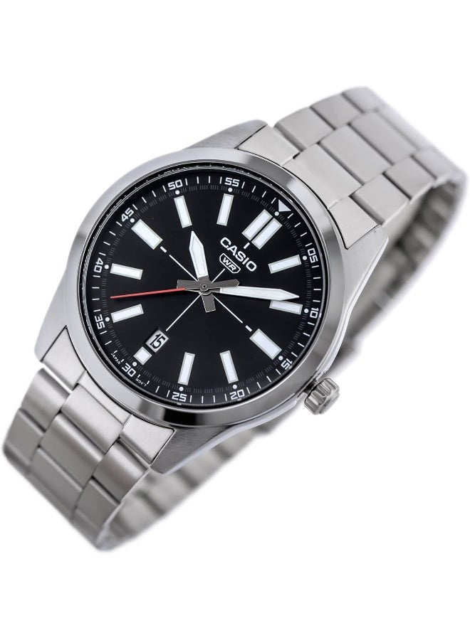 كاسيو ساعة يد رجالية بعقارب وسوار فضي من الستانلس ستيل - Image 2