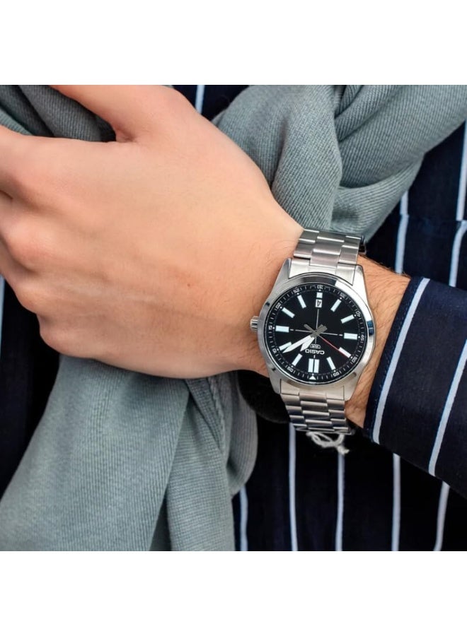 كاسيو ساعة يد رجالية بعقارب وسوار فضي من الستانلس ستيل - Image 5