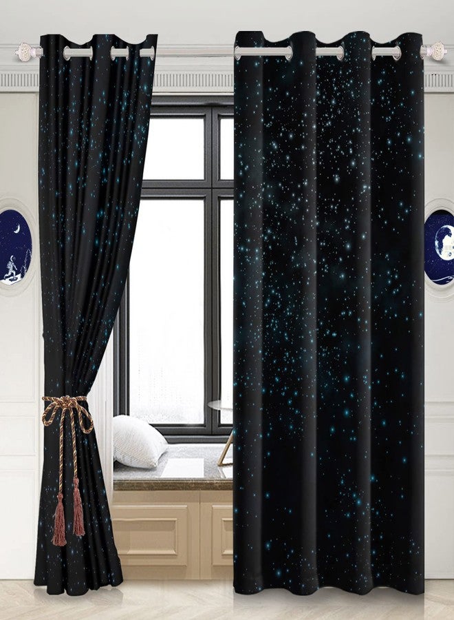 Renaiss Starry Starry Sky Window Curtains Blue Brilliant Stars Window Treatments Black Clear Night Sky Blackout Drapes for Man Woman Bedroom Living Room Decoration Home Decor 26x63 Inches x 2 Panels - Image 3
