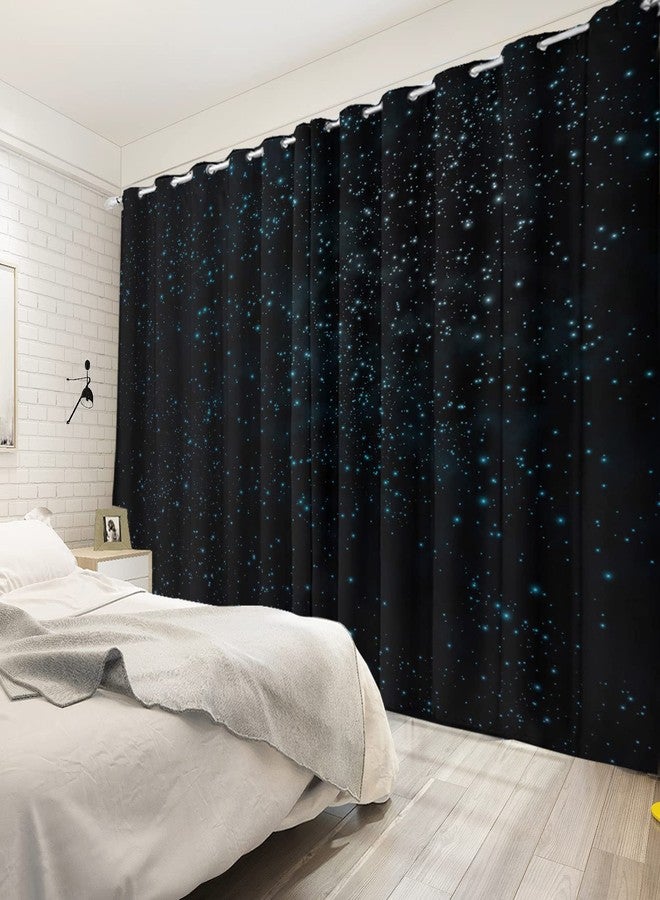 Renaiss Starry Starry Sky Window Curtains Blue Brilliant Stars Window Treatments Black Clear Night Sky Blackout Drapes for Man Woman Bedroom Living Room Decoration Home Decor 26x63 Inches x 2 Panels - Image 2