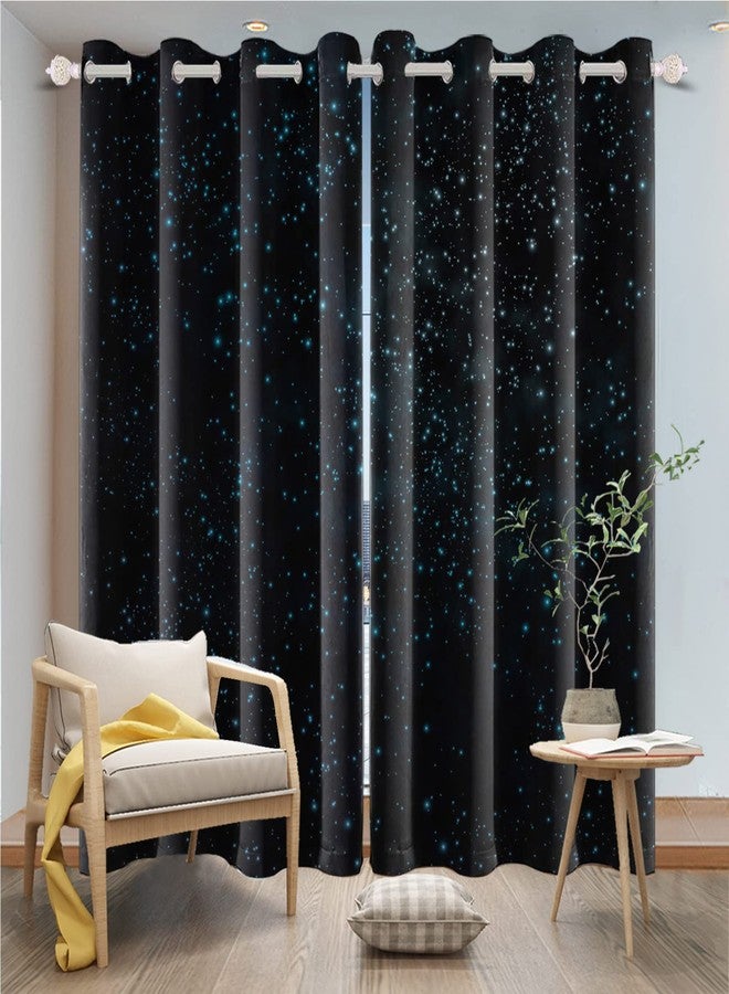 Renaiss Starry Starry Sky Window Curtains Blue Brilliant Stars Window Treatments Black Clear Night Sky Blackout Drapes for Man Woman Bedroom Living Room Decoration Home Decor 26x63 Inches x 2 Panels - Image 4