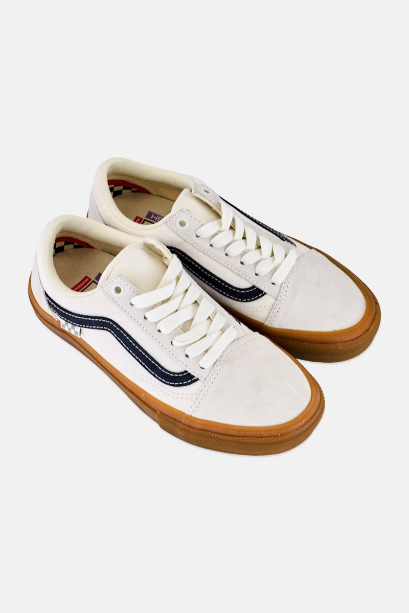 VANS Kids Boy Skate Old Skoo Lace Up Skateboarding Shoes, Off White - Image 2