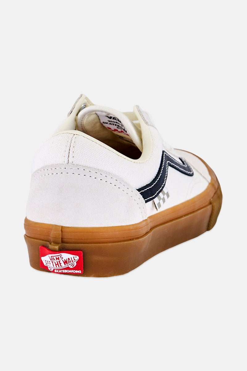 VANS Kids Boy Skate Old Skoo Lace Up Skateboarding Shoes, Off White - Image 3