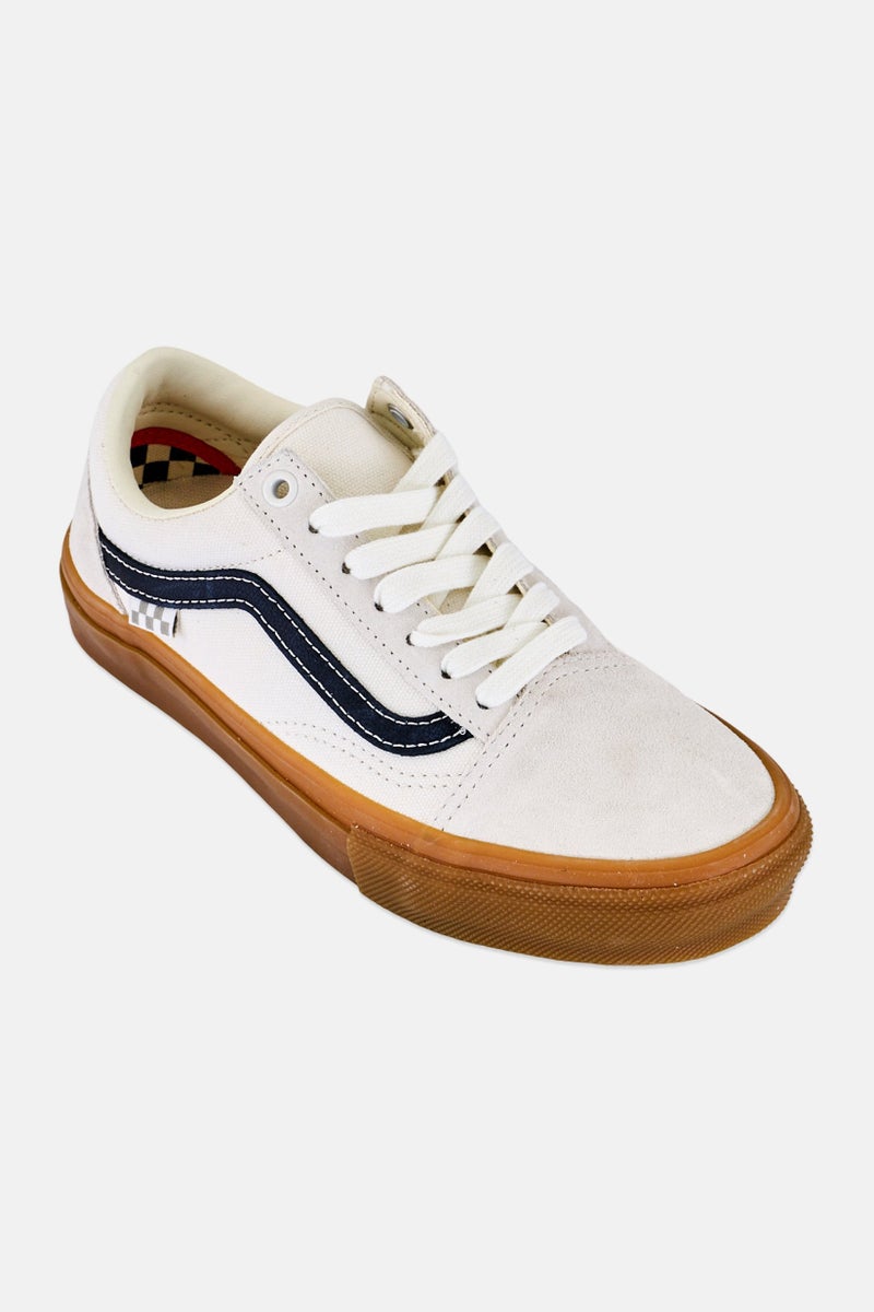 VANS Kids Boy Skate Old Skoo Lace Up Skateboarding Shoes, Off White - Image 1
