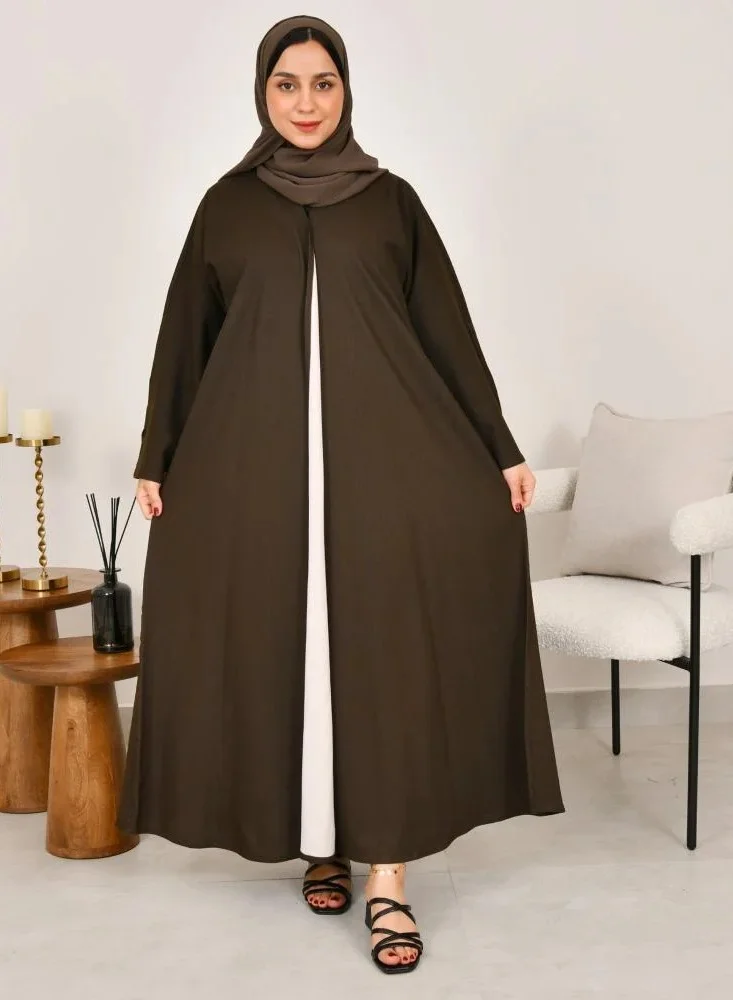 lamha abaya Double-faced abaya in olive green and off-white