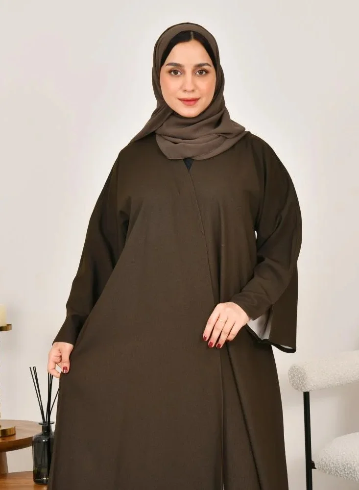 lamha abaya Double-faced abaya in olive green and off-white