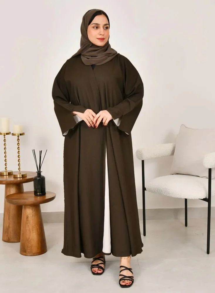 lamha abaya Double-faced abaya in olive green and off-white