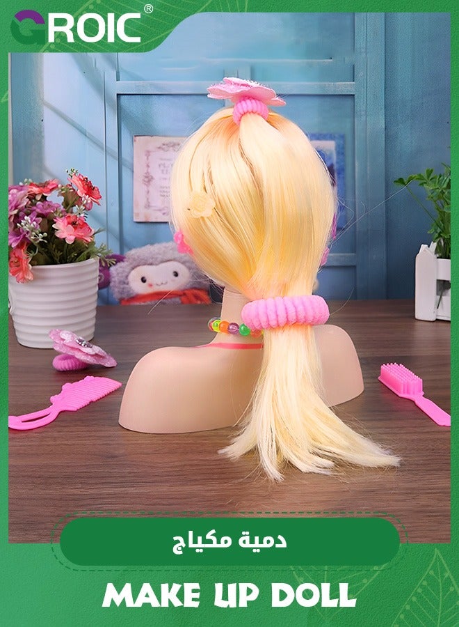 17 PCS Doll Head for Hair Styling and Make Up for Little Girls, Small Styling Head Doll with Hair Accessories for Girls Makeup Practice, Makeup Doll Head for Hair Styling Kids Toy Kit - view 4
