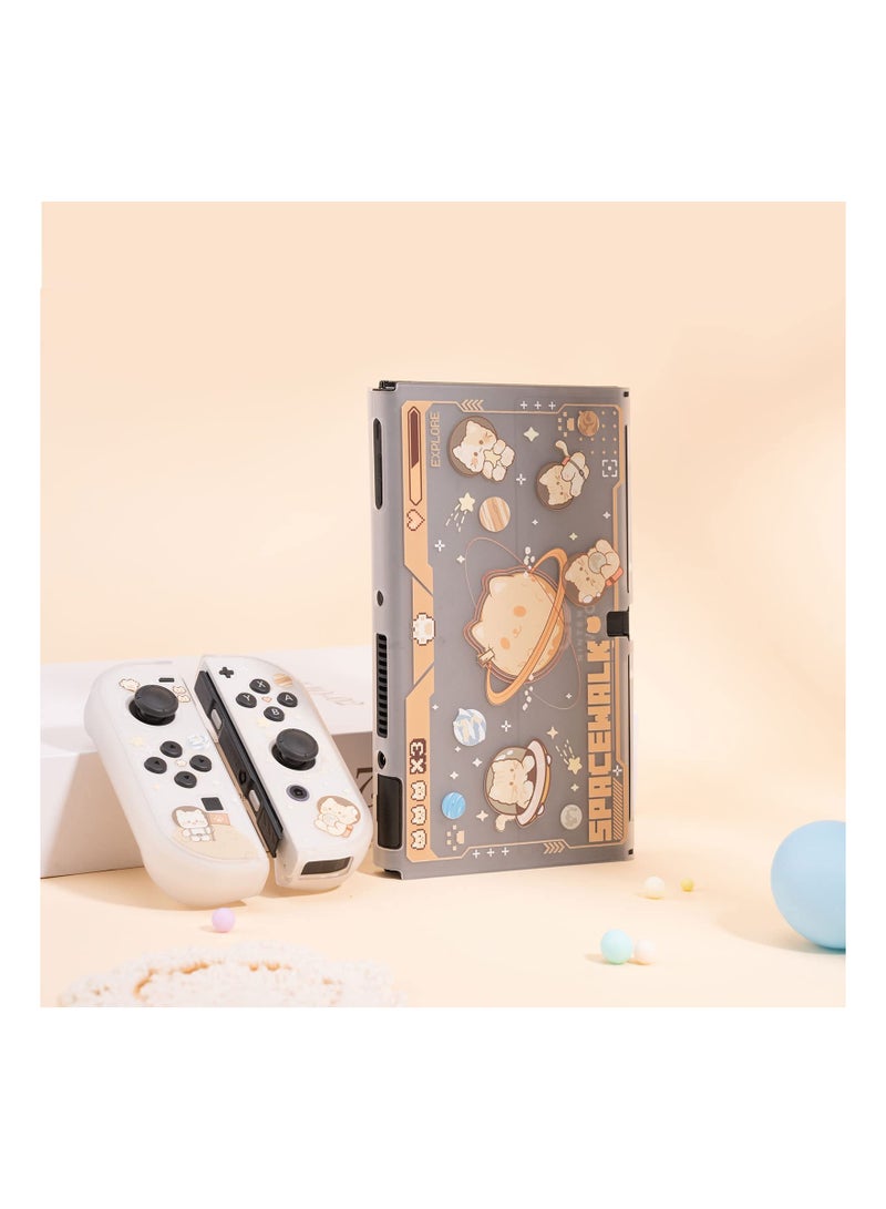 SYOSI High-Protection Slim Case with Shock Absorption for Nintendo Switch OLED, Durable Slim Fit Protective Case Anti-Scratch Shockproof Cover Ultra-Thin Case for Nintendo Accessories——Space Cat - Image 4