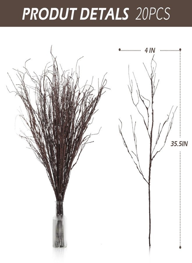 Yunsailing 20 Pcs 35.4'' Tree Branches for Spring Decoration Curly Willow Branches Twigs for Vases Tree Gifts Floral Dried Bendable Artificial Twigs for Decorative Sticks(Dark Brown) - Image 2