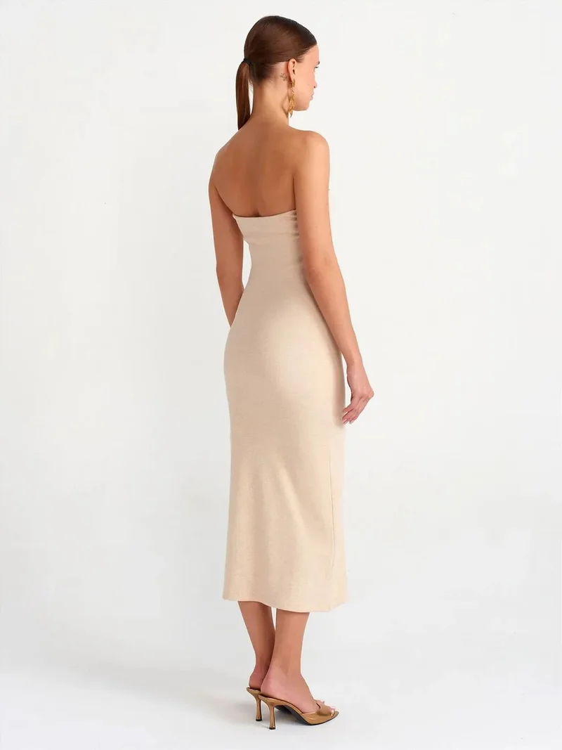 ديلفين Dilvin Strapless Bodycon Midi Dress