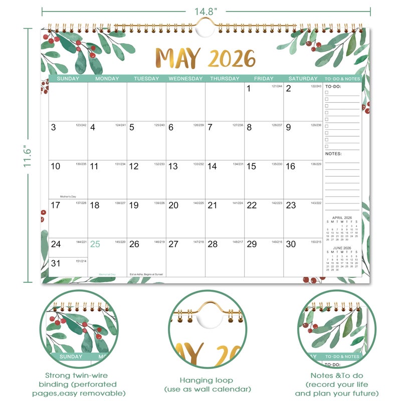 Coboll 2026 Calendar - 2026 Wall Calendar with 12 Months from Jan. 2026 to Dec. 2026, 11.5" x 15", Wall Calendar 2026 Perfect for Office & Home - Image 3