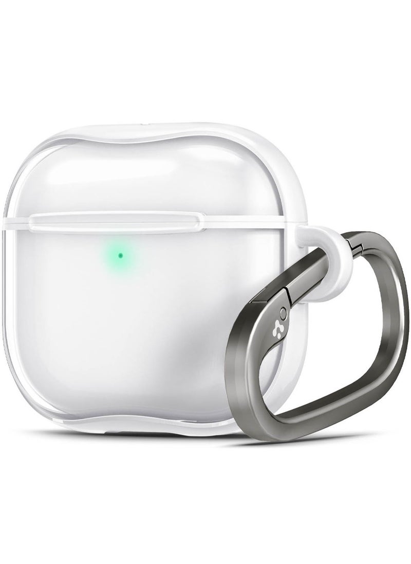 Spigen Ultra Hybrid AirPods 4 Case Cover Protective Clear Anti Yellowing with Carabiner - Jet White  - Image 1