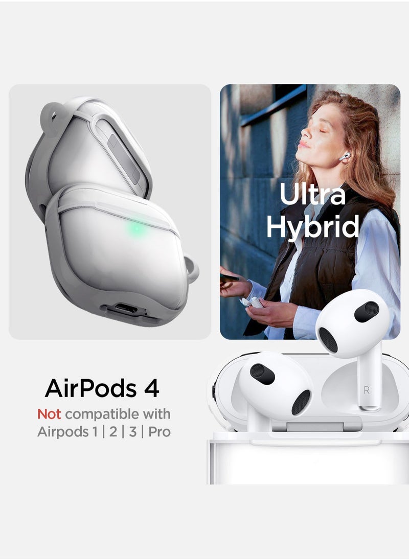 Spigen Ultra Hybrid AirPods 4 Case Cover Protective Clear Anti Yellowing with Carabiner - Jet White  - Image 2