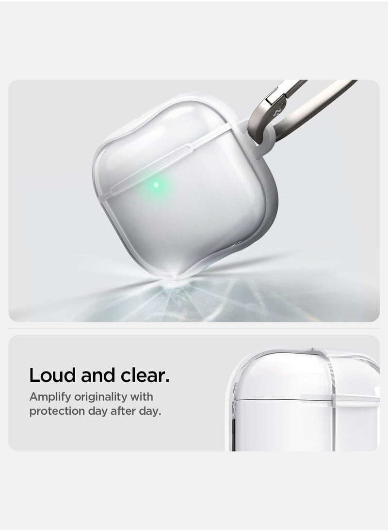 Spigen Ultra Hybrid AirPods 4 Case Cover Protective Clear Anti Yellowing with Carabiner - Jet White  - Image 3