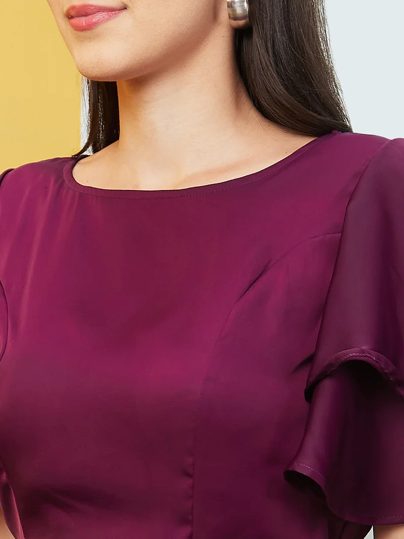 globus Women Flared Sleeves Crop Top