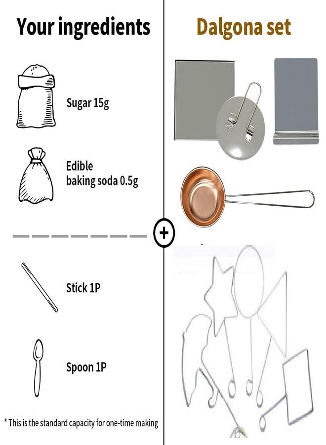 VATTNIG Korean Candy Making Kit - Complete 9-Piece Dalgona Kit with Shapes, Bottom Tray, Ladle, Press Tray, Dragger - Korean Candy Making Supplies for Home - Included Baking Soda - Image 3