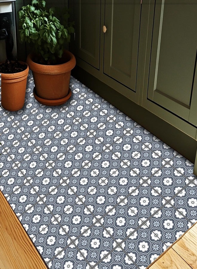 CHGCRAFT 18pcs Bohemian Gray and Blue Geometric Flowers Tile Stickers Waterproof Tile Stickers Self Adhesive Peel and Stick for Kitchen Bathroom Bedroom Wall Floor Decoration, Floral, 6X 6inch - Image 5