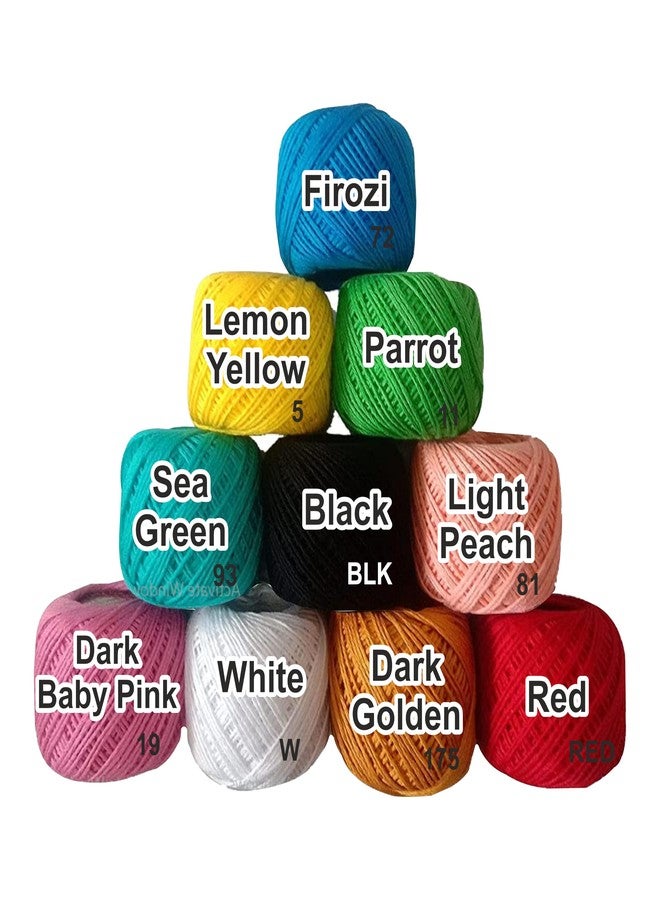 Zoohi® Cotton Feel Crochet Yarn Thread Ball Shine Soft and Double Colour for Knitting Craft Embroidery Making Thickness 0.90-1 MM 6 PLY (40 MTR Pack of 10 Pcs (Multi Set 3) - Image 2