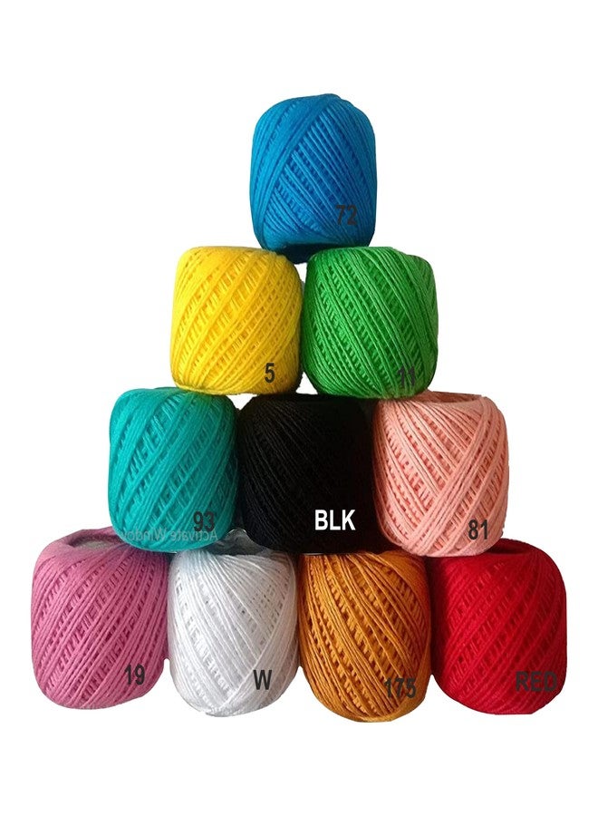 Zoohi® Cotton Feel Crochet Yarn Thread Ball Shine Soft and Double Colour for Knitting Craft Embroidery Making Thickness 0.90-1 MM 6 PLY (40 MTR Pack of 10 Pcs (Multi Set 3) - Image 1