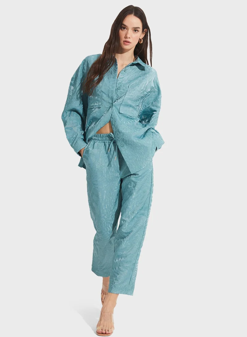 JUNE Button Detail Oversized Shirt