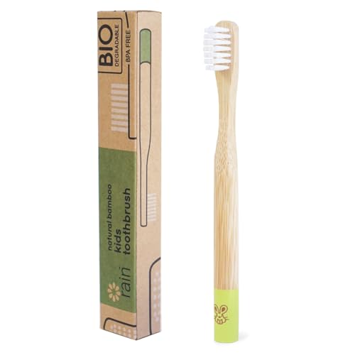 Rain Organic Bamboo Baby Toothbrush - 100% Safe Infant Toddler Kids Toothbrush 6 to 12 Months and Up, Natural BPA-Free Biodegradable Wood Toothbrush Extra Soft Bristles Children's Dental Care (1 Pack) - Image 1