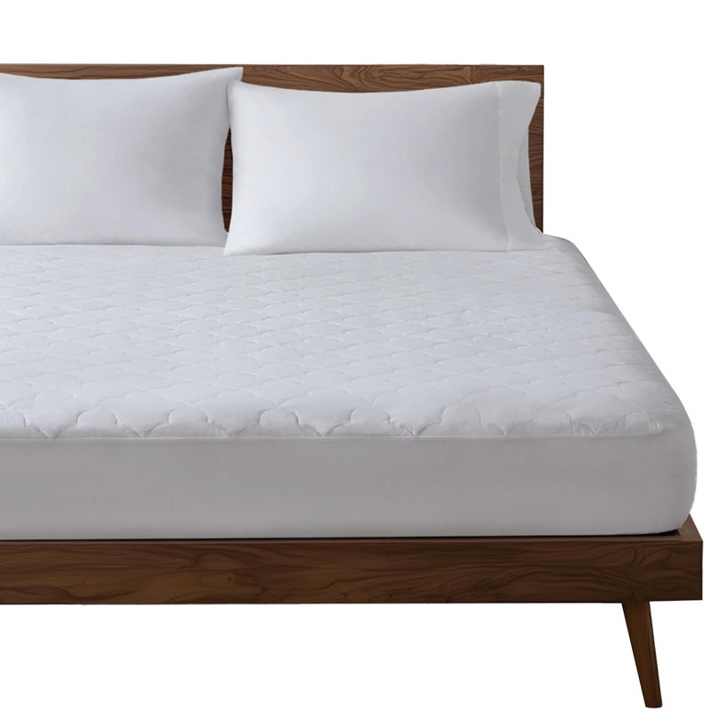Sleep Philosophy King Mattress Pad, Cotton Mattress Protector Classic Cloud Quilted Bed Cover, All Natural Breathable Mattress Topper Fitted Pocket Fits Up to 16", Machine Washable, White - Image 1
