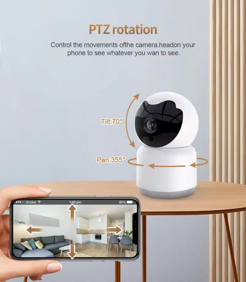 Bawofu Home Security Camera Tuya 3MP Indoor PanTilt Smart Camera for Baby Pet with Motion Tracking 2Way Audio IR Night Vision Siren Compatible with Alexa Google Home 24GHz WiFi - Image 3