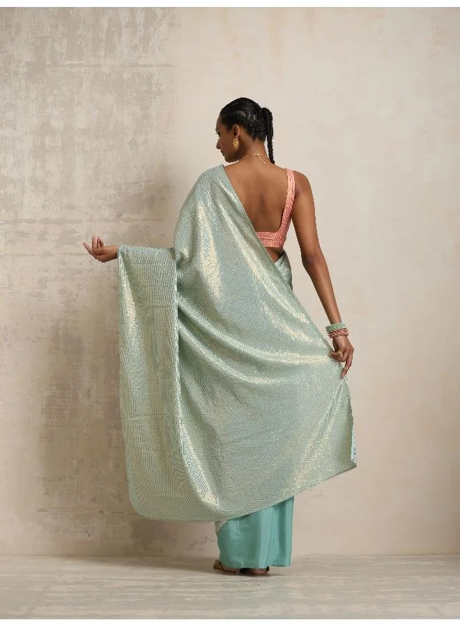 ترو برونز trueBrowns Blue Gold Lurex Ready To Wear Saree