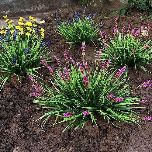 alyptus 12 Bundles Artificial Plants Outdoor Fake Monkey Grass with Flowers for Pot Garden Verandah Decor (Pink Flowers) - Image 5