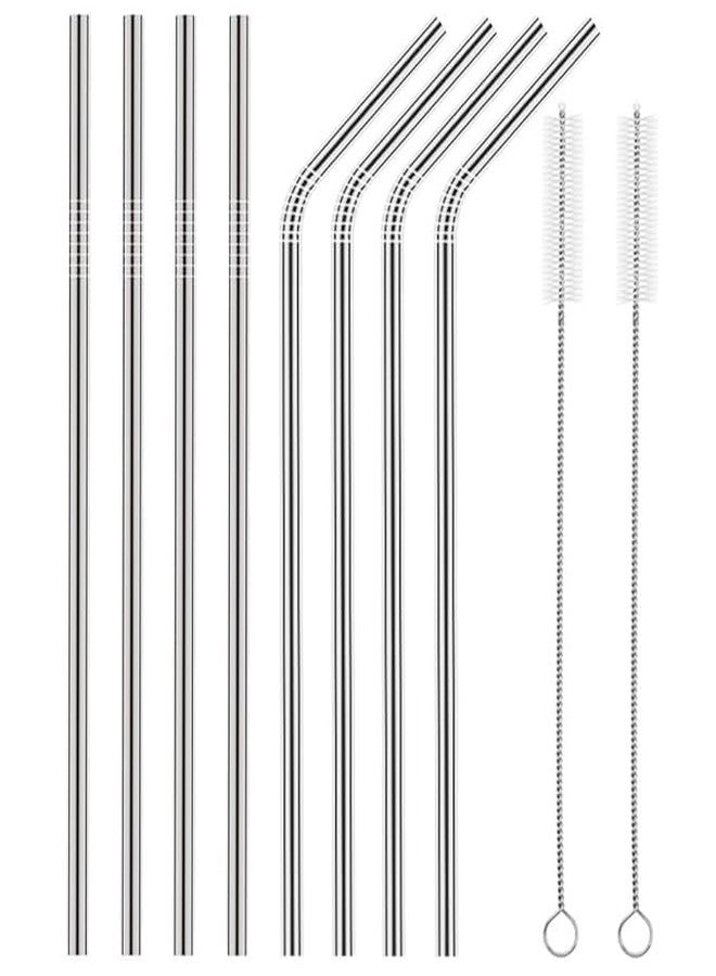 SMART VILLA TRADERS BPA-Free Non-Toxic Stainless Steel Metal Straws Reusable Long Metal Straws for Drinking Juices & Beverages 8.5 Inches Dishwasher Safe (Bent Straws + Straight Straws + 1 Cleaning Brush (Pack of 8 - Image 2